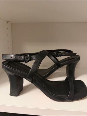 Vince Black Strappy Block Heel Sandals